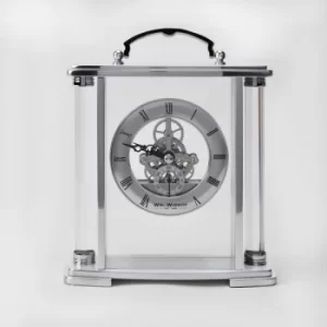 Image of WM WIDDOP Glass & Silver Aluminium Carriage Clock