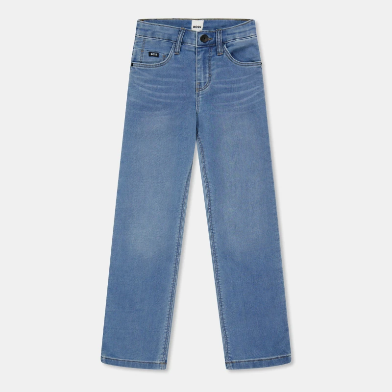 Image of Boss Kids Durable Denim Straight Leg Jeans Stone Pulv Z07 male 4 Yrs