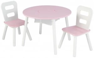 Image of KidKraft Round Storage Table and Chair Set Pink White