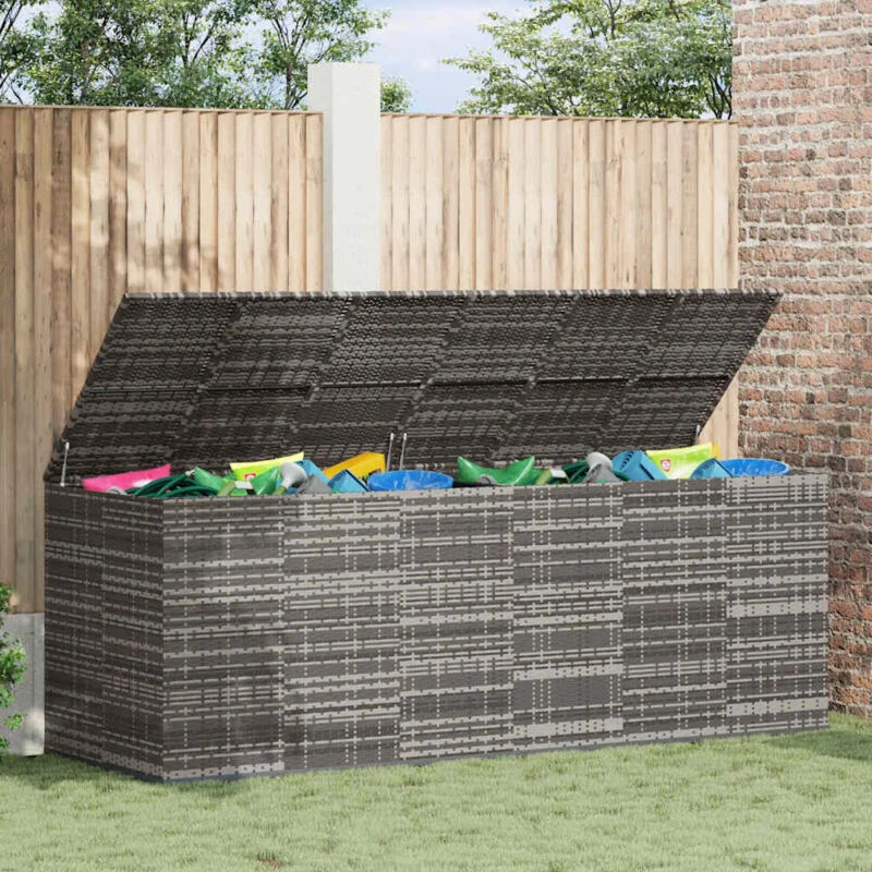 Image of VIDAXL Garden Cushion Box PE Rattan 291x100.5x104cm Grey vidaXL 8720286669440