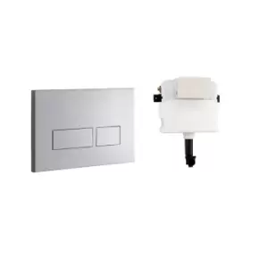 Image of Brushed Nickel Satin Flush Plate with Easi-Plan 980mm Concealed Dual Flush Cistern Only