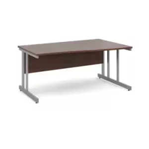 Image of Office Desk Right Hand Wave Desk 1600mm Walnut Top With Silver Frame Momento