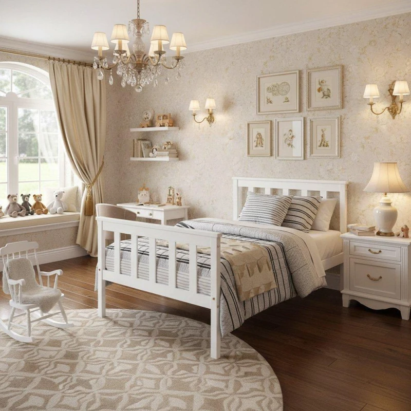 Image of Urban Meuble Classic White Wood Bed Frame White unisex One Size