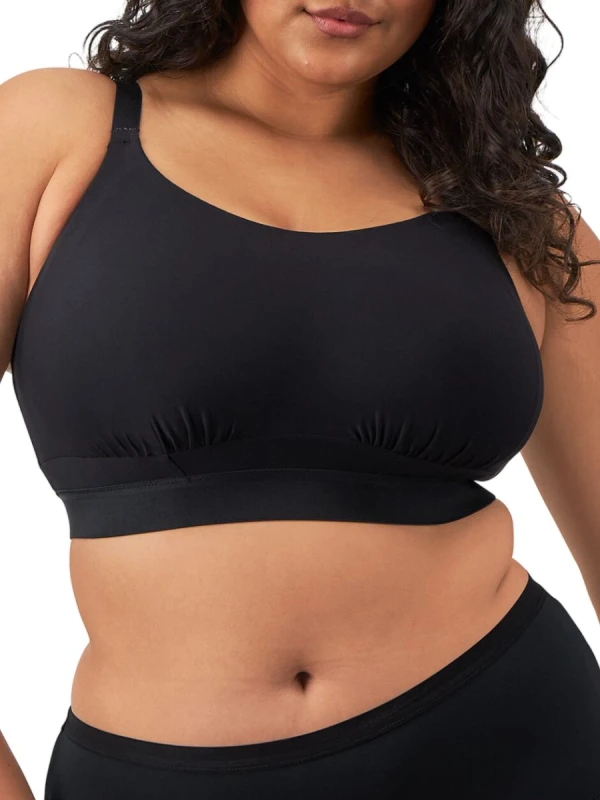 Image of Elomi Womens Downtime Non-Wired Bralette in Black Size: 38H/HH Black Female 38H/HH