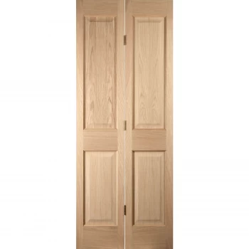 Image of 4 Panel White Oak Veneer Internal Bi-Fold Door - 610mm Wide