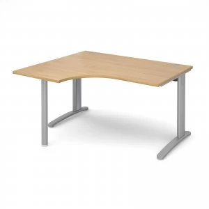 Image of TR10 Left Hand Ergonomic Desk 1400mm - Silver Frame Oak Top