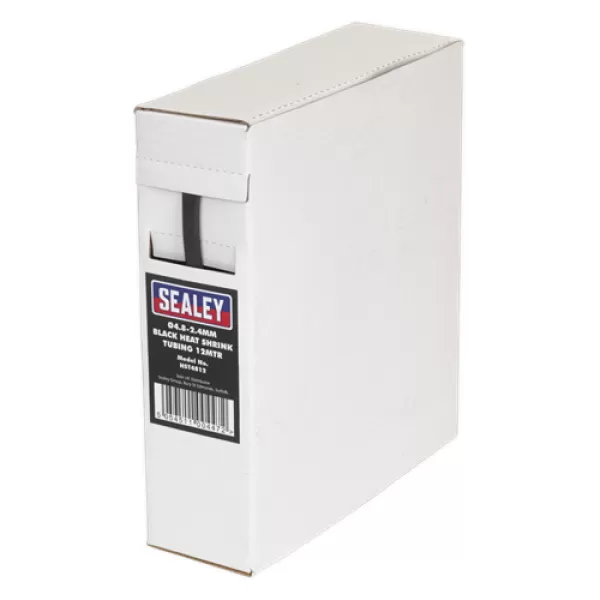 Image of Genuine SEALEY HST4812 Heat Shrink Tubing Black Ø4.8-2.4mm 12mtr