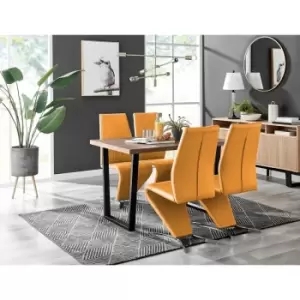 Image of Kylo Brown Wood Effect Dining Table & 4 Mustard Willow Chairs - Mustard Yellow
