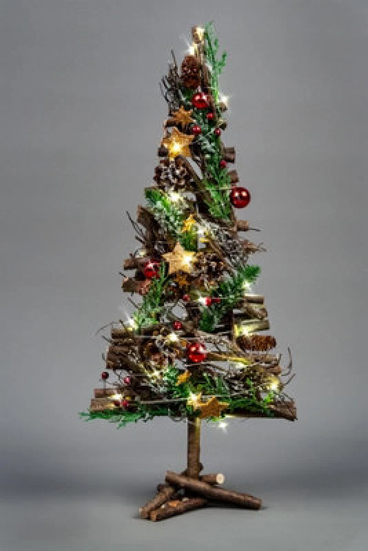 Image of Shatchi 50cm B/O LED Twig Wood Tree Red/Brown Green
