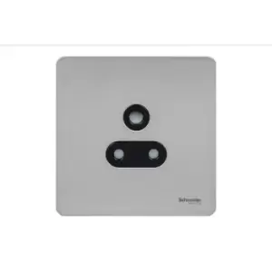 Image of Schneider Electric Ultimate Screwless Flat Plate - Unswitched Single Power Socket, Round Pin, 5A, GU3480BSS, Stainless Steel with Black Insert