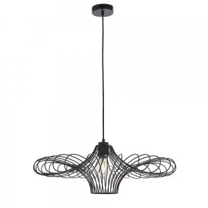 Image of 1 Light Wire Ceiling Pendant Matt Black, E27