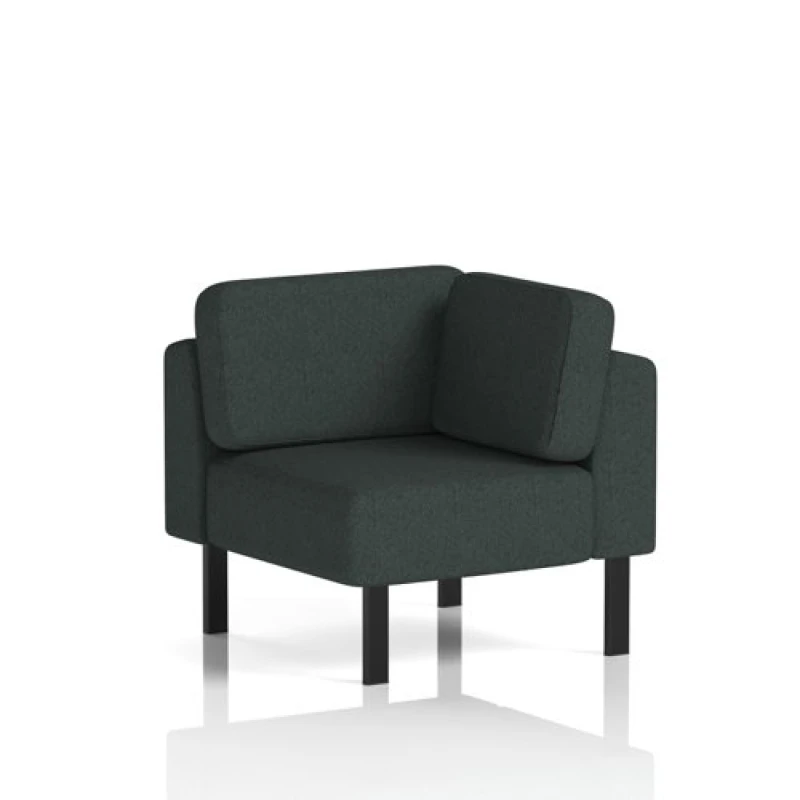 Image of Brixworth Modular Seating Corner Unit with Black in Rivet Fabric - Charcoal