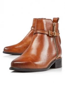 Image of Dune London Pop Side Zip Ankle Boot Tan, Size 4, Women