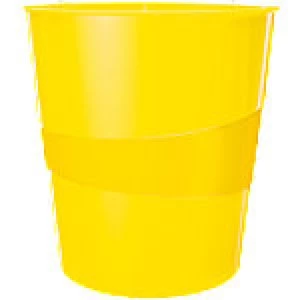 Image of Leitz Waste Bin 15 Litre WOW 15 L Polystyrene Yellow 29 x 29 x 32.4 cm