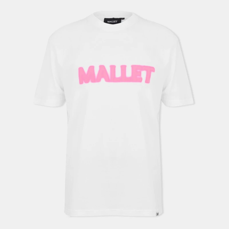 Image of Mallet Mens Spray Regular Fit T-Shirt White/Pink male X Small
