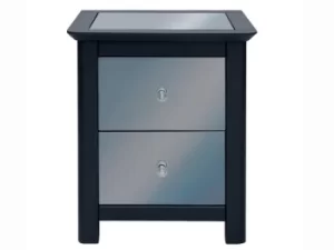 Image of Core Ayr Carbon Grey 2 Drawer Mirrored Bedside Cabinet Flat Packed