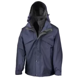 Image of Result Mens 3 In 1 Zip And Clip StormDri Waterproof Windproof Jacket (L) (Navy Blue)