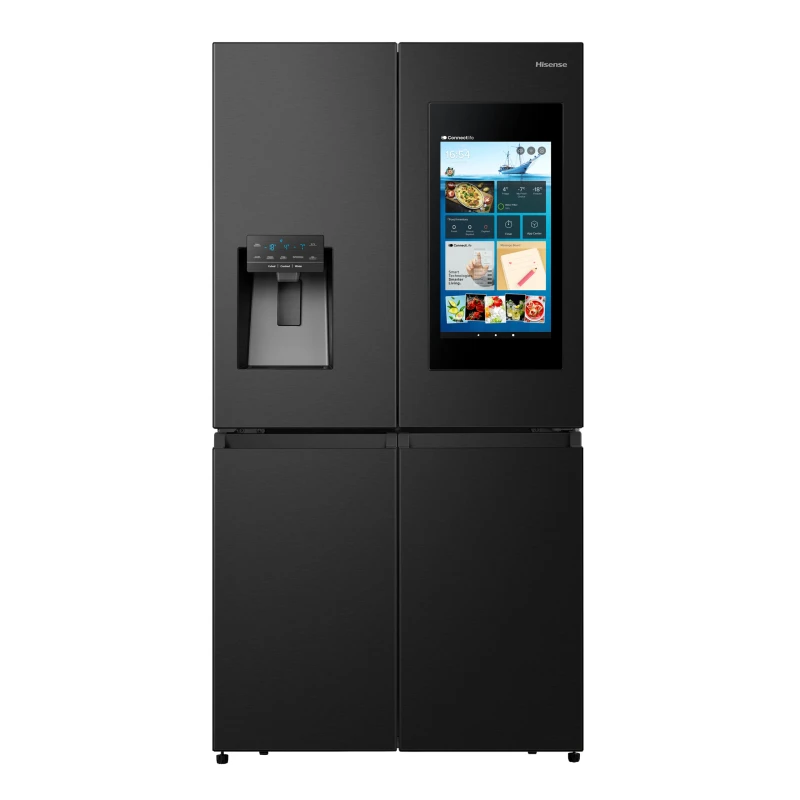 Image of Hisense Pureflat Eclipse RQ760N4IFE WiFi Connected Plumbed Total No Frost American Fridge Freezer - Black - E Rated