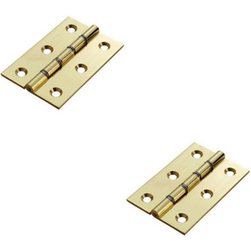 Image of Loops 2x PAIR 76 x 50 x 2.5mm Double Steel Washered Butt Hinge Polished Brass Door Metallics