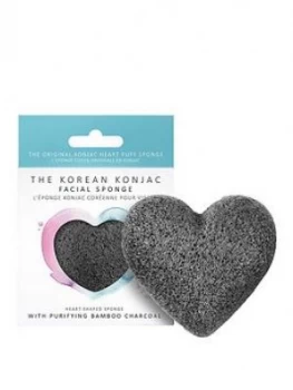 Image of The Konjac Sponge Company Premium Heart Puff With Bamboo Charcoal
