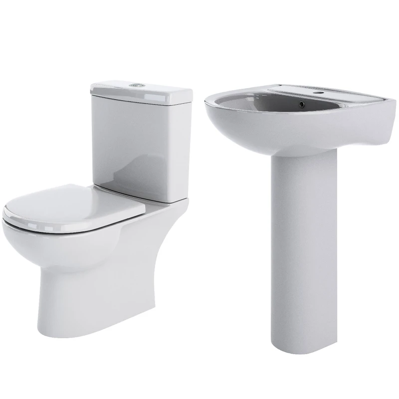 Image of Balterley Close Coupled Toilet Pan Cistern Seat Basin Full Pedestal White