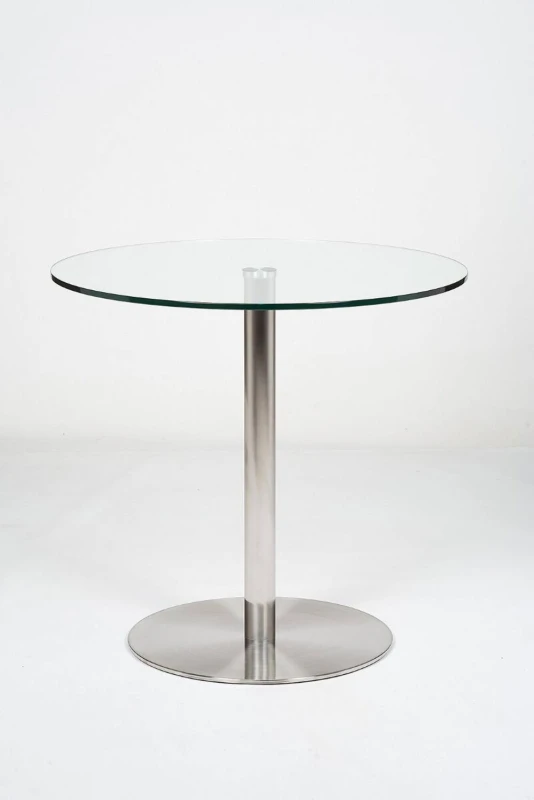 Image of Thats Furniture Target 80cm Small Round Glass Dining Table in Silver Silver Unisex