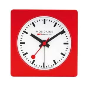 Image of Mondaine Alarm Cube Clock Red 7cm