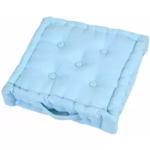 Image of Cotton Blue Floor Cushion, 50 x 50cm - Blue - Homescapes