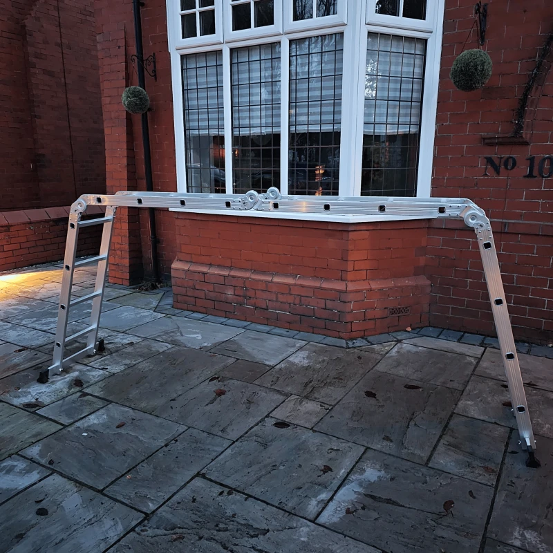Image of 4.6m Large Lightweight Aluminium Folding Multi-position Work Platform Ladder
