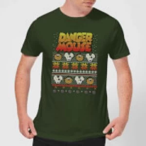 Image of Danger Mouse Pattern Knit Mens T-Shirt - Forest Green - M