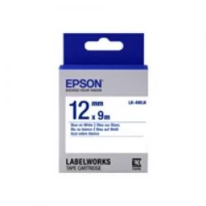 Image of Epson LabelWorks LK-4WLN Label Tape Blue On White Roll (1.2cm x