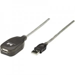 Image of Manhattan USB 2.0 Cable extension [1x USB 2.0 connector A - 1x USB 2.0 port A] 5m Transparent