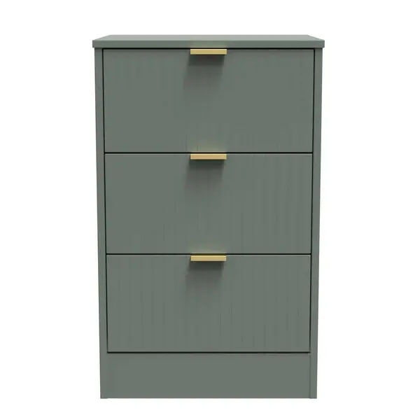 Image of Welcome Furniture Ready Assembled Nashville 3 Drawer Bedside Cabinet In Reed Green NVF001RGRG