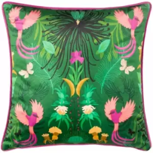 Image of Kate Merritt Maximalist Wildlife Print Piped Edge Cushion Cover, Multi, 50 x 50 Cm