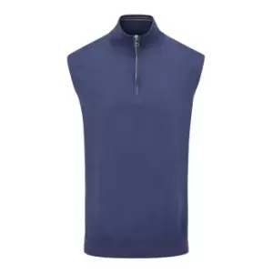 Image of Oscar Jacobson Half Zip Sleeveless Sweater - Blue