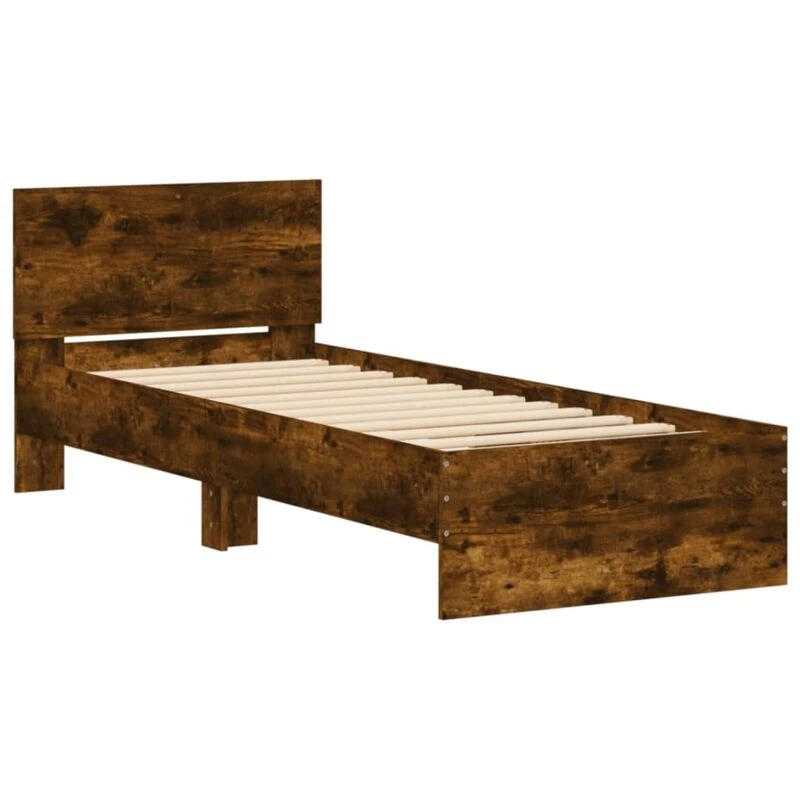 Image of VIDAXL Vidaxl - Bed Frame without Mattress with LED Lights Smoked Oak 90x190cm Single 8721012241886