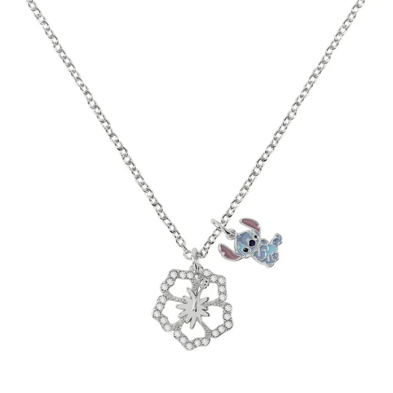 Image of Lilo & Stitch Stitch & Hibiscus Necklace Necklace silver coloured Onesize Women