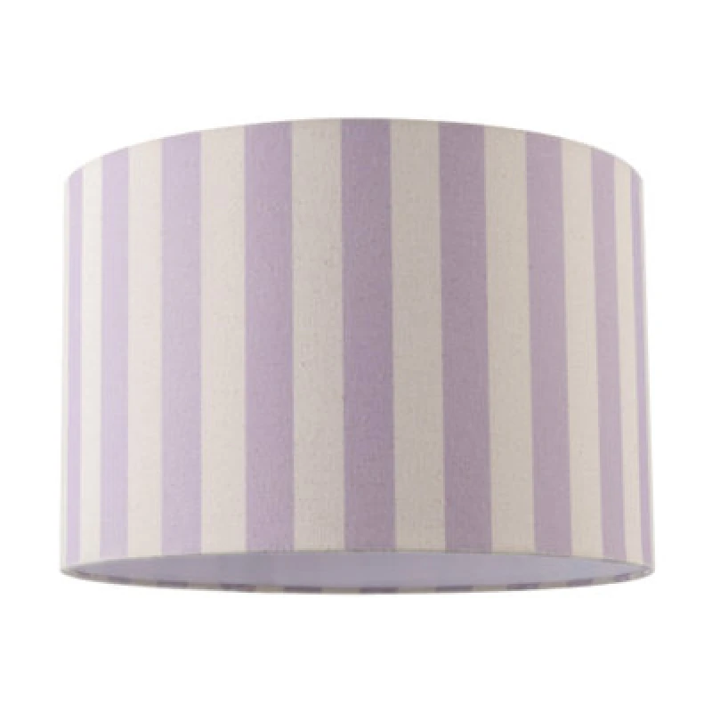 Image of Happy Homewares Lavender Lilac And Oatmeal Linen Striped Lamp Shade With Fabric Inner
