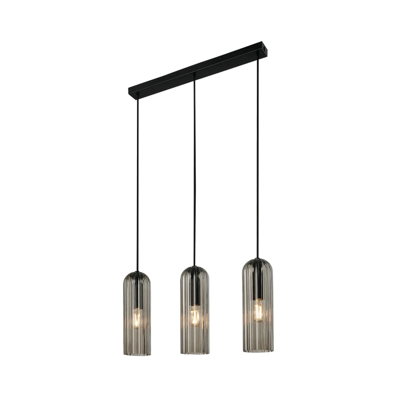Image of Nordlux Miella Indoor Rail Light Black Glass E27 Fluted - Mains Powered, IP20 Black Unisex