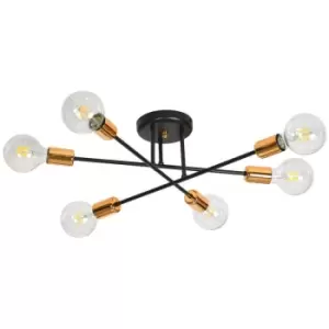 Image of Emibig Veken Black/Copper Multi Arm Semi Flush Ceiling light 6x E27