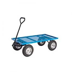 Image of GPC Platform Truck with Puncture Proof Reach Compliant Wheels and Mesh Base Blue Capacity: 400L 4 Castors 600mm x 370mm x 1200mm