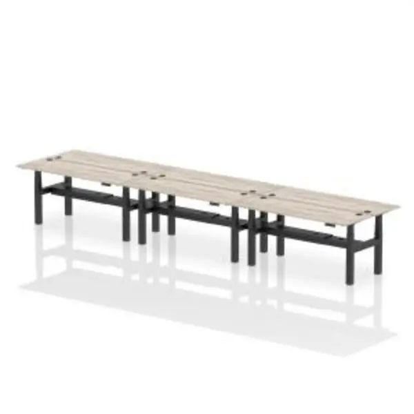 Image of Air Back-to-Back 1800 x 600mm Height Adjustable 6 Person Bench Desk DYNHA02580