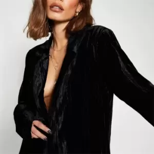 Image of I Saw It First Textured Velvet Oversized Blazer - Black
