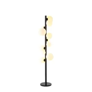Image of Marshall Floor Lamp, 11 Light G9, Satin Black, Opal Glass