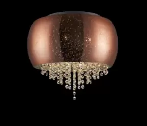 Image of Luna 3 Light Flush Ceiling Light Copper Crystal