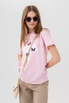 Image of HYPE GIRLS Pink BUTTERFLY SCRIPT T-SHIRT