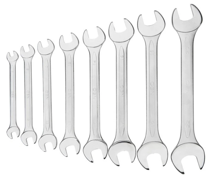 Image of NEO TOOLS 09-851 Spanner Set, ring / open ended Number of tools: 8 Chrome Vanadium Steel Spanner Set,ring / open ended (2346)