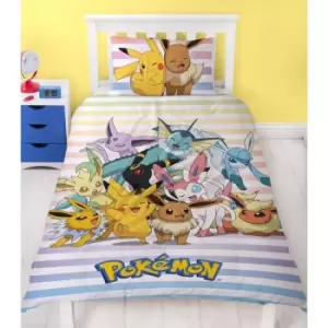 Image of Pokemon Group Duvet Cover Set (Single) (Multicoloured) - Multicoloured