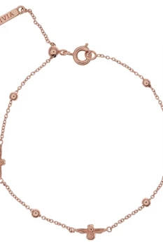 Image of Ladies Olivia Burton Rose Gold Plated Moulded Bee & Ball Chain Bracelet OBJ16AMB19