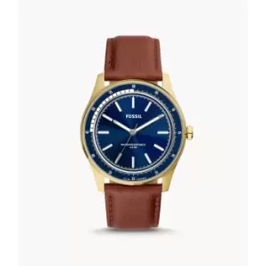 Image of Fossil Mens Sullivan Solar-Powered Leather Watch - Brown